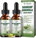 (2 paketa) Pure Soursop Graviola Tekoča kapljica Podpora Prebavne kože Zdravje, Spanje & Antioksidant - Guanabana Oil Organic Leaf Natančno Soursop Bitters Tekoče kapljice, Naravni okus, Non-GMO, Vegan, 4 Fl Oz