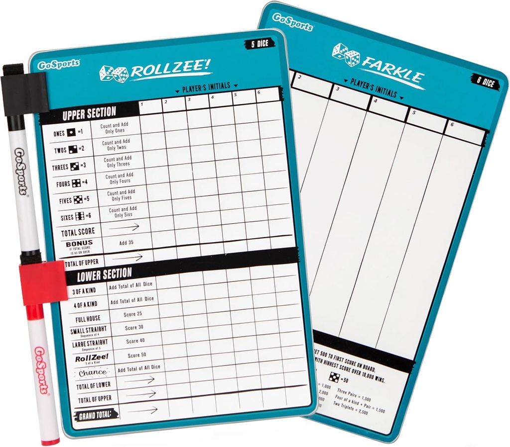 GoSports Dry Erase Rolzee in Farkle pregled - Velikanska velikost z 2 peresniki