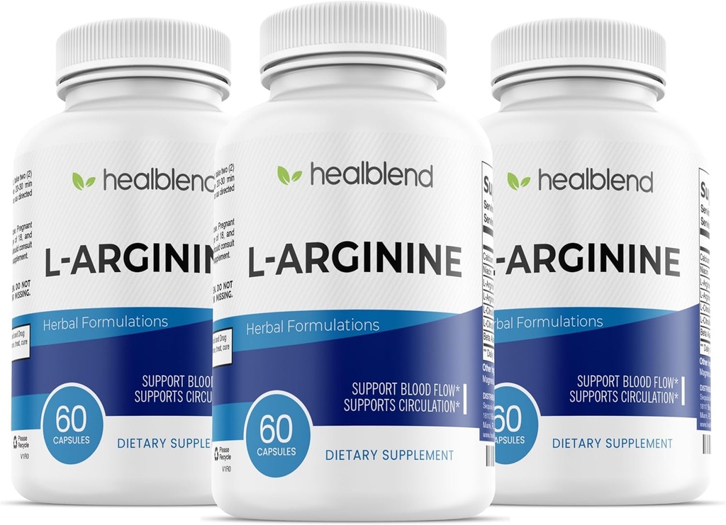 healcblend L-Arginin Plus: kalcij, niacin, L-arginin mešanica, L-citrulin kompleks in beta alanin - 180 kapsul (3 pakiranja)