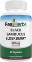 Resnična zelišča Elderberry Extract - Izvleček iz 325mg bezgavk Standardizirano na 5% Flavonoidov z 275mg izvlečka jagode 5 : 1 - Boosts Immunity - 60 vegetarijanske kapsule