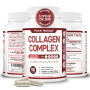 Čisto Optimal Premium Multi Colagen Peptides Kapsule (tipi I, II, III, V, X) - Lasje, kože in nohti, Prebavne in skupne zdravstvene dopolnilo, hidrolizirane tablete Colagen (90 kapsul)