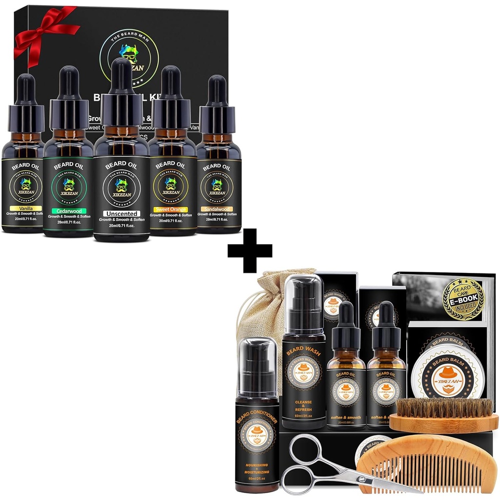 XIKEZAN darila za moške w/Beard Kit in 5 Dišeče Brada olje