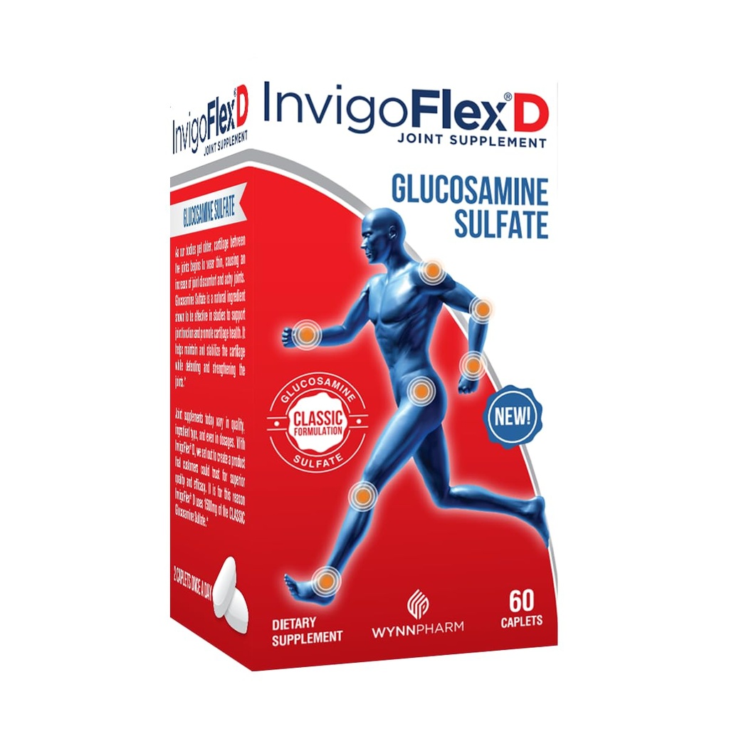 INVIGOFLEX® D - 1500mg glukozaminskega sulfata (klasična formulacija) - Premium skupni dodatek za kolena, roke, hrbet, in Hip podpora D: glukozamin sulfat, Caplets - 60 Ct