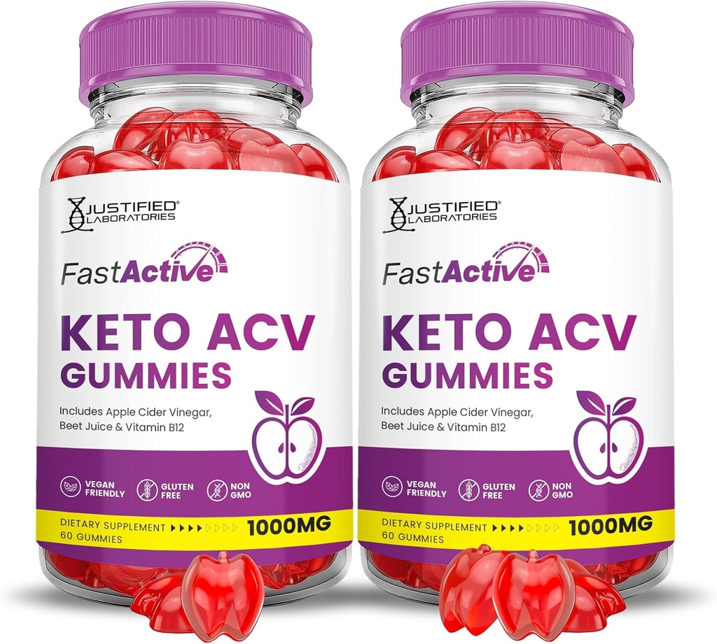 (2 paket) Hiter aktivni Keto ACV Gummies Napredna Formula 1000MG Fastactive Keto Gummies Apple Cider Vinegar Oblikovan z Granatni sok sladkorne pese v prahu B12 Vegan Non GSO 120 Gummies