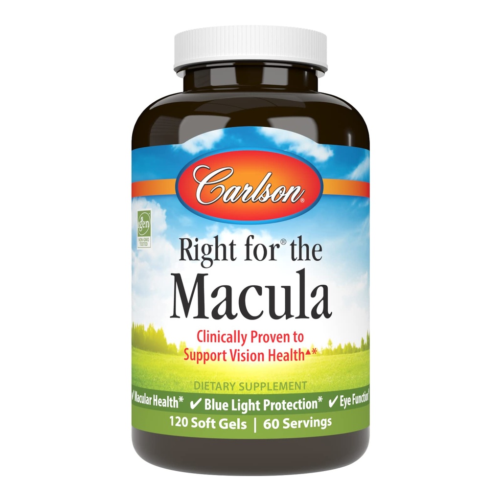 Carlson - Prav za Maculo, klinično dokazano, da podpirajo zdravje vida, makularno zdravje, Blue Light Protection & Eye Function, 120 Softgels
