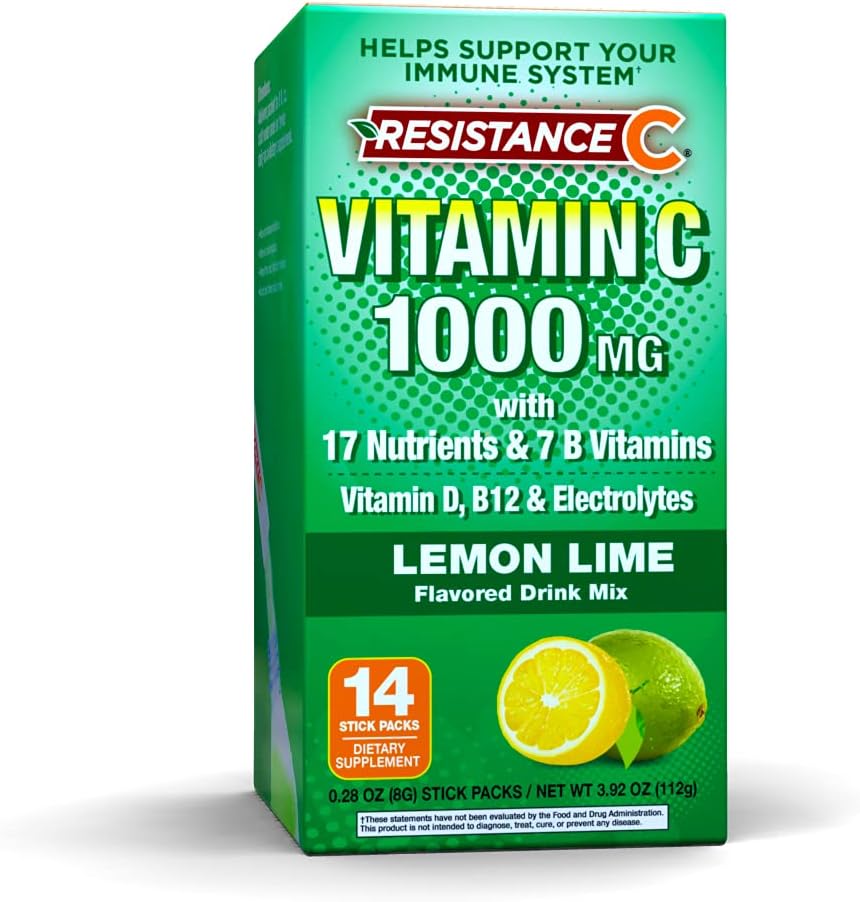 Pakiranje 16 Nutrienti & 7 B-vitamini, pomoč za podporo imunskega sistema, močni antioksidanti, Vsebuje elektrolite, zelena, limona-Lime Flavor, 14 Count