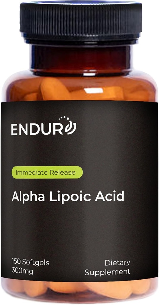 Endur Alpha Lipoic Acid, Antioksidant Defense & Cellular Energy Support, Takojšnja sprostitev, Vegan, Gluten Free, 300mg (150 Softgels)