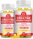 Kreatin Gummy, 3 g kreatin monohidrata na serviranje, brez sladkorja Kreatin monohidrat Gummy za mišično rast in moč z 0,5 g kolagen, 0,2 g BCAA, 60 serving, Ananasov okus, 2 pakiranji