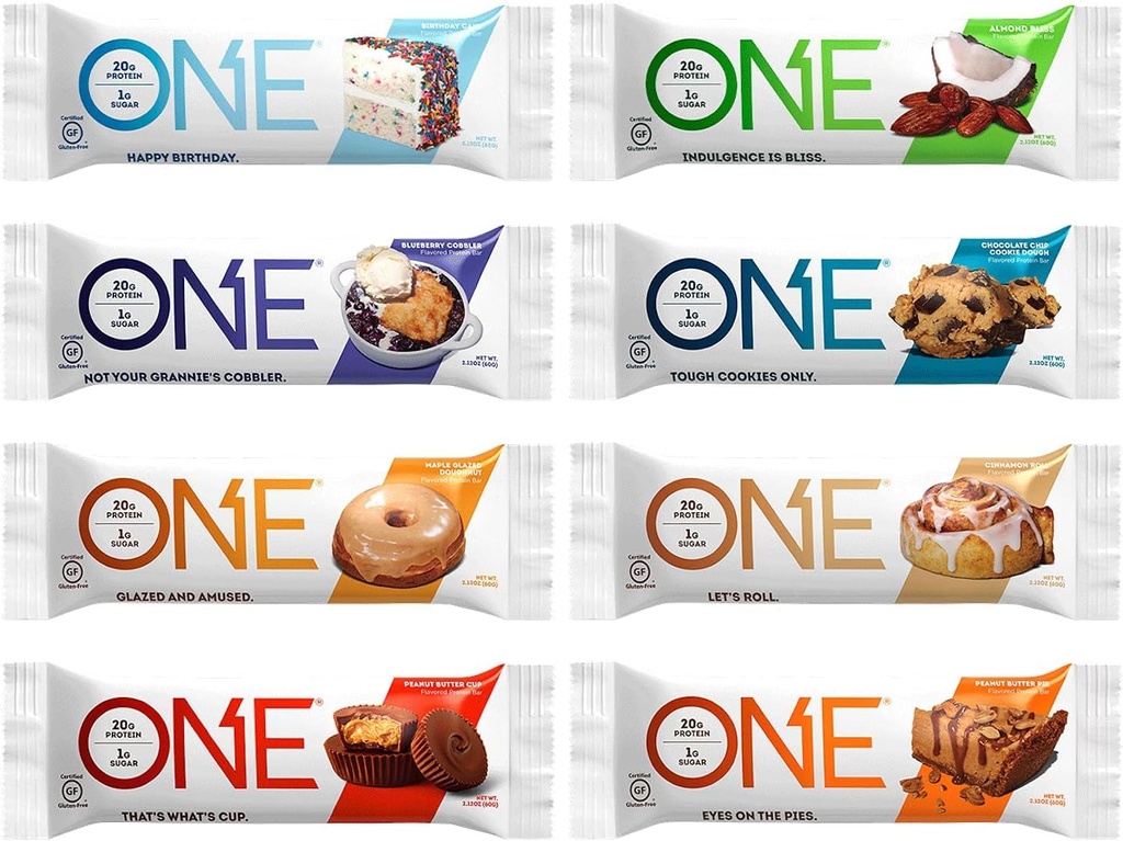 Generic ONE Protein Bars, Vzorčnik Variety Pack, Gluten Free 20g Protein, Samo 1g sladkor, 2.12 Oz Bars (8 Count)