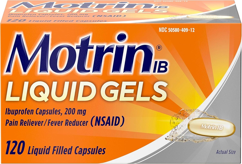Motrin IB 200 mg Ibuprofen Bolečina v tekočem gelu Reliever/ reduktor tekočine za bolečine in bolečine, 120 ā