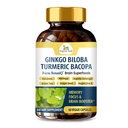 Organska veda Ginkgo Biloba Turmeric Bacopa Brain Supplement for memory, Mood & Focus with Ashwagandha - Koncentracija, Energy & Brain Booster, Zdravi sklepi & Cirkulation Podpora - 60 Veganska kapsula