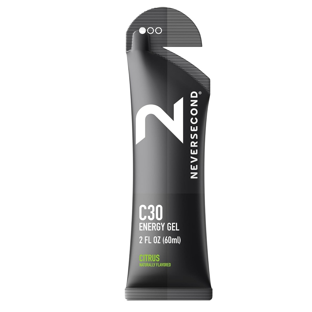 Nevercount C30 Energy Gel, Performance Nutrition & Hydration, Never2 Energy Gel za Ultra Triatlons, Kolesarjenje in maratoni (Citrus Flavor, 12-Count Pack)