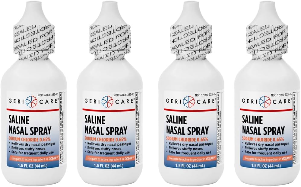 GeriCare Saline Nasal Spray 1,5 FL OZ vlažilni natrijev klorid 0,65% (paket 4)