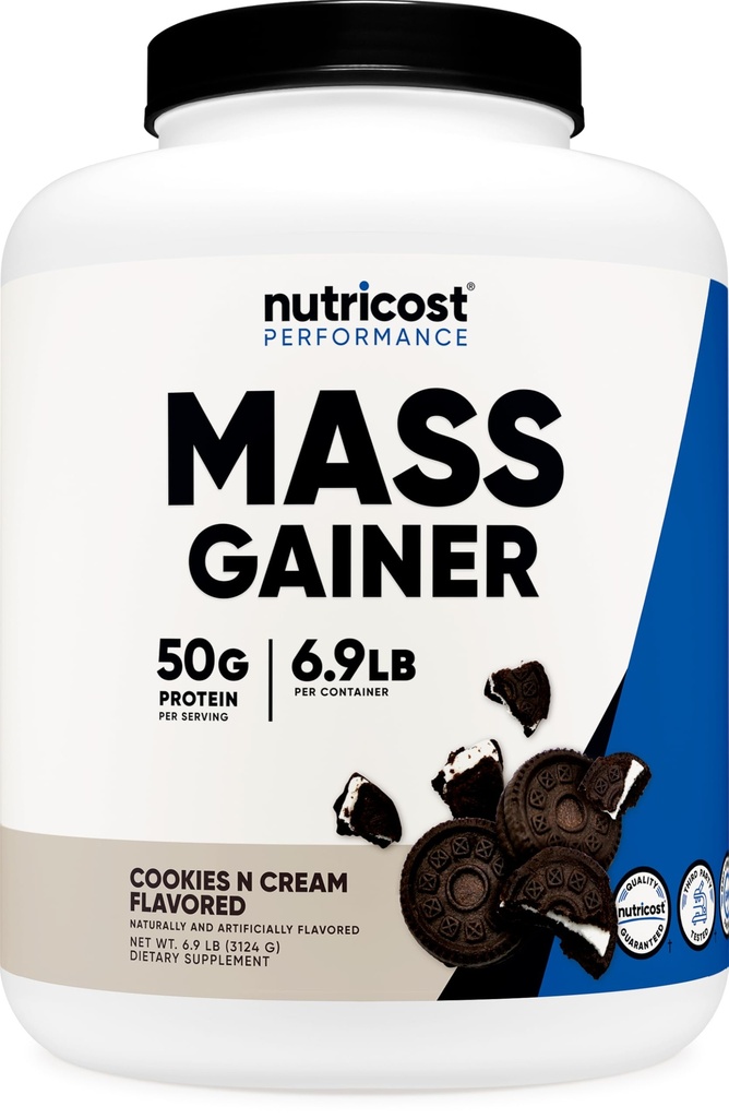 Nutricost Mass Gainer Piškotki N Kremna aroma, 6.9 LBS, 50 Gram beljakovin na obrok - Ne-GMO