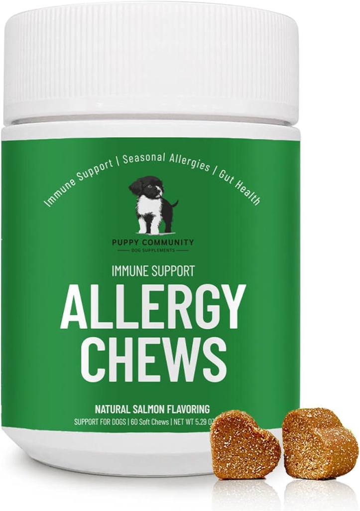 Alergija Relief Chews: Soothe Srbeči psi s podporo imunitete – pes Alergija Chews, Probiotiki za pse, Sezonske alergije, Koža in Coat dodatek - 60 Okusni ugrizi, Brown