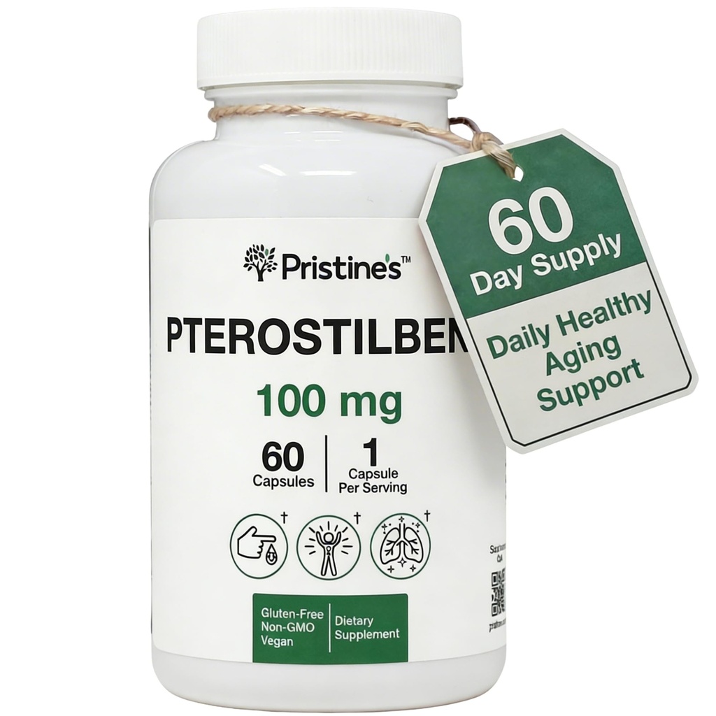 Pterostilbeni Pterostilbeni 100 mg dopolnilne kapsule proti staranju - 60 dnevna zaloga - Pljučno zdravje in mentalna jasnost Antioksidant - visoka biološka uporabnost Veganski ne GSO