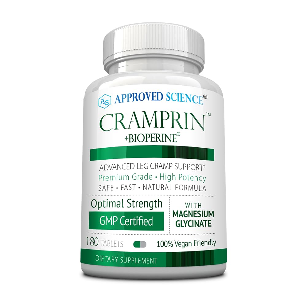 Odobrena znanost Cramprin - visoka absorpcija Magnezij, vitamin B kompleks, BioPerin - 3-mesečna zaloga - 180 kapsul - Vegan