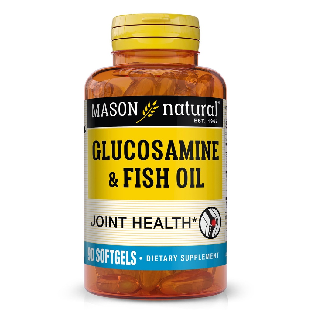MASON NARAVNI glukozamin in ribje olje dodatek z DHA & Omega 3 za skupno podporo in mišice, 1 mesec dobave softgel tablete