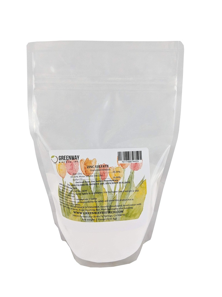 Greenway Biotech, Inc. cinkov sulfat v prahu 35,5% monohidrat Plus 16,5% žveplo (1 funt)