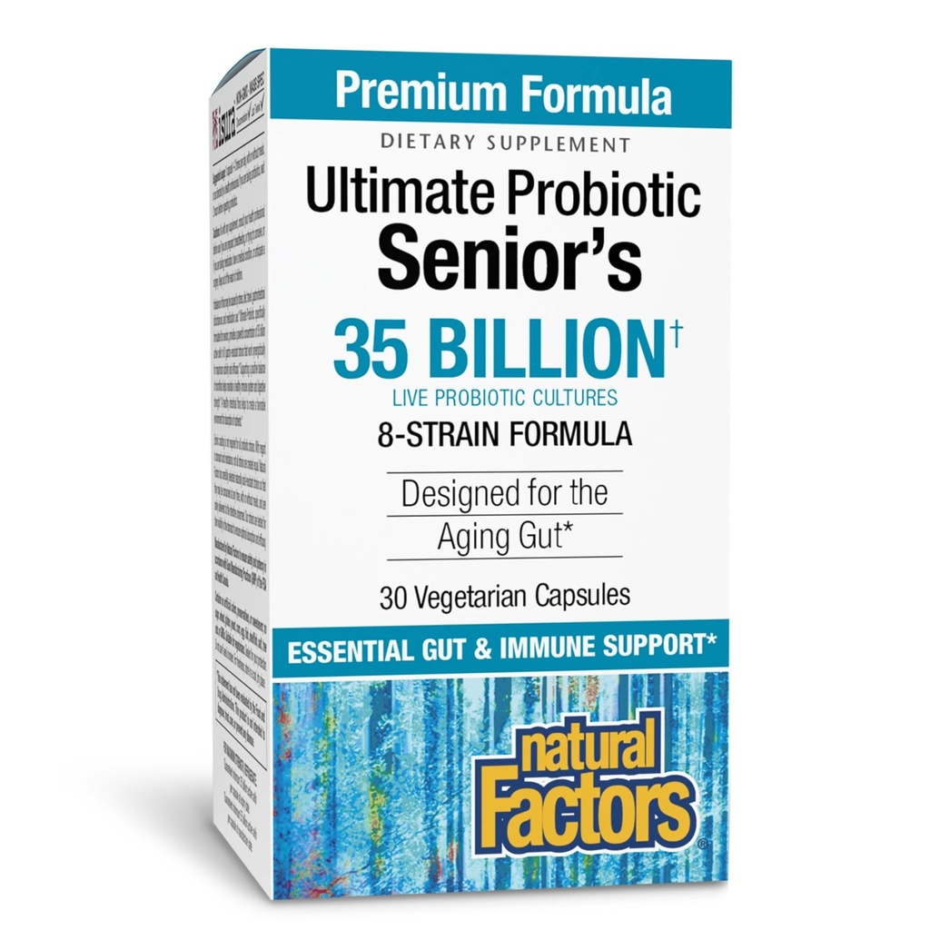 Naravni dejavniki Ultimate Probiotics Senior's - Senior Supplement for Digestive & Immune Health - 35 milijard CFUs - Non-GMO & Gluten-free - 30 kapsul (30 Serving)
