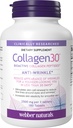 Webber Naturals Collagen30 Anti-Wrinkle, 2500mg bioaktivnih kolagen peptidi na serviranje, 180 tablete, pomaga zmanjšati globoke gube, fine linije in stimulira kožne celice, ne GSO, Mlečni in gluten brezplačno