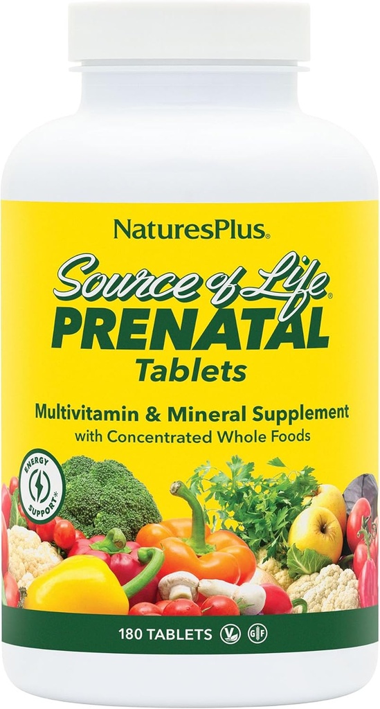 Narava Plus Vir življenja Prednatal - 800 μg Folat, 180 Vegetarian tablete - Vse naravne prednatalni vitamini in minerali z železom in kalcij - Optimalno zdravje in energija - Gluten-free - 90 Služb