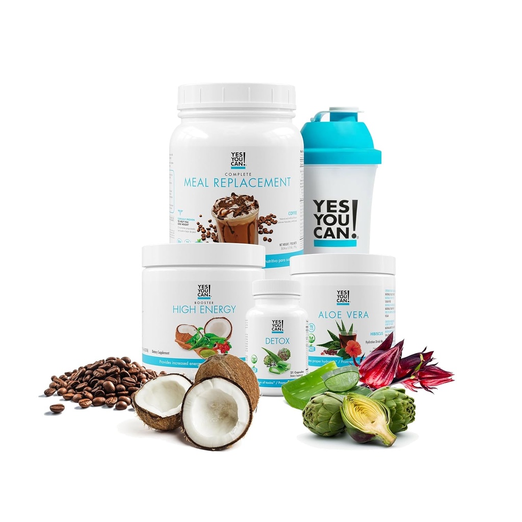 Da, lahko! Detox Plus Kit - dnevno čiščenje čisto Fiber Meal Nadomestna pijača Mix, Shake Booster & dodatek, čiščenje telesa komplet za moške in ženske, Dnevno čiščenje sistema - kava, Hibiscus