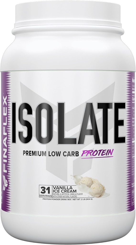 Izolat FINAFLEX, sladoled Vanilla - 2 lb - 25 gramov izo proteinov na serviranje - okus kot mlečni napitek - nič sladkorja, nič maščob in glutena brez - 31 postrežbe
