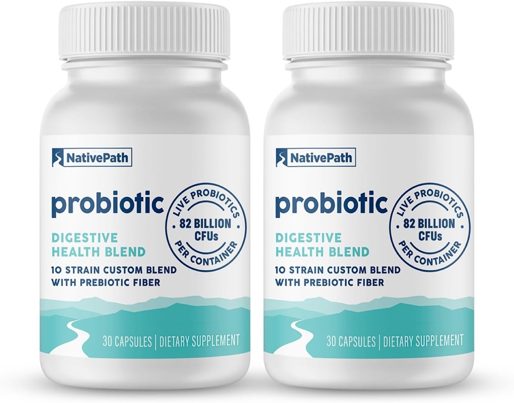 NativePath Daily Probiotic, 10-Strain po meri mešanica probiotika dopolnilo za moške in ženske, 82 milijard CFUs - 60 Število