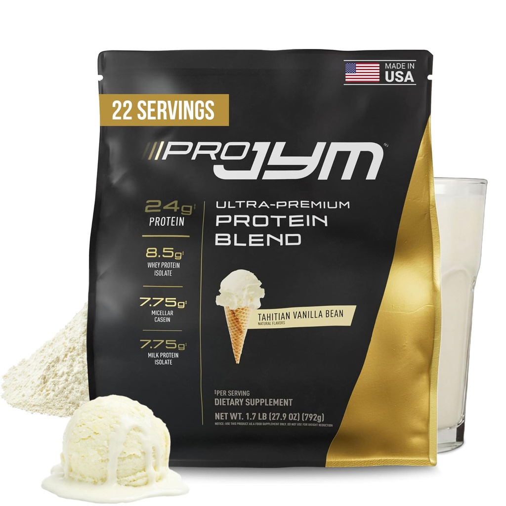 JYM Supplement Science Pro JYM Tahitian Vanilla Protein Powder - izolati sirotkinih beljakovin, kazein, & mlečne beljakovine, Lean Muscle Building za moške in ženske, 22 Servinga