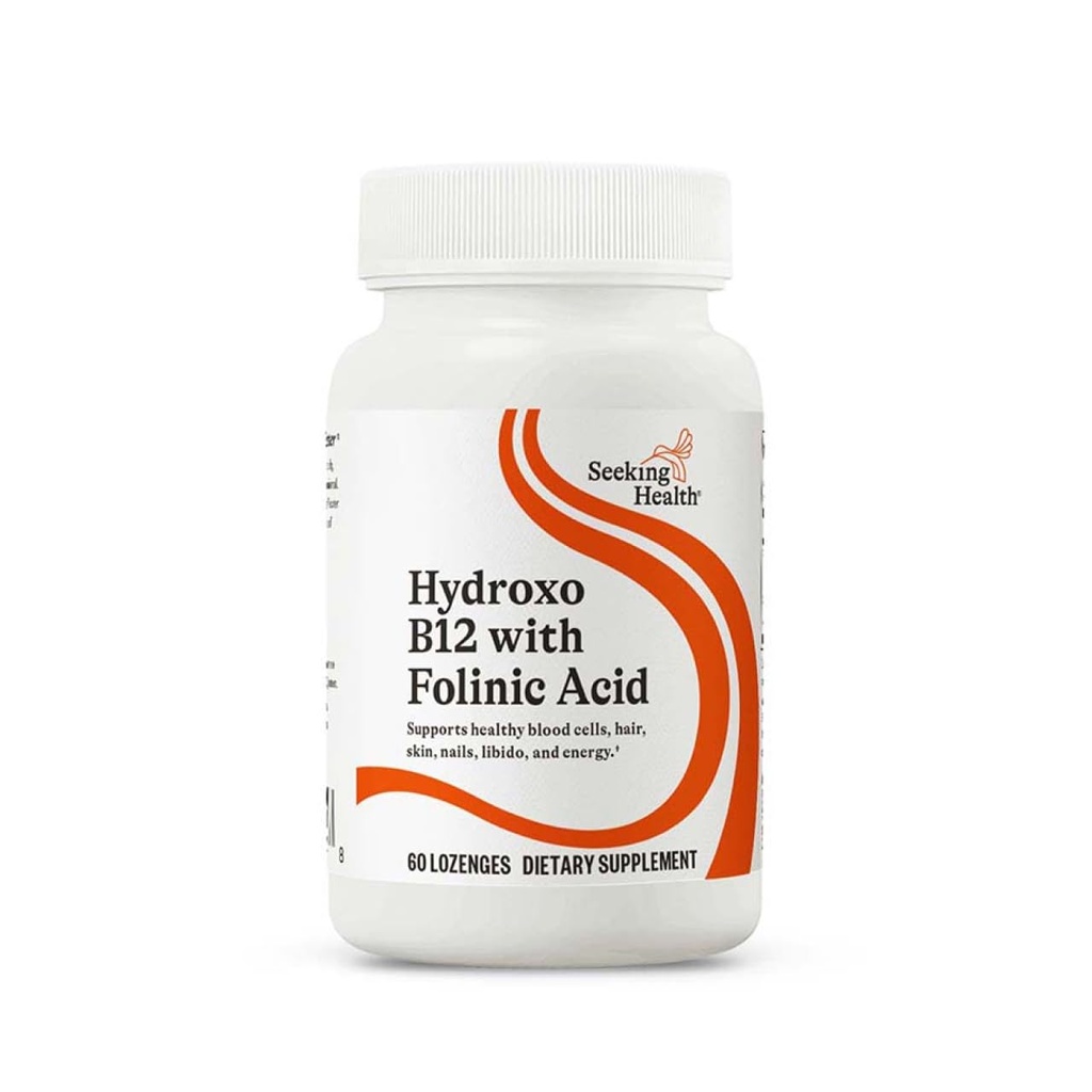 Iskanje zdravja Hydroxo B12 s folinsko kislino - dodatek z nemetilirano obliko folata - Vitamin B12 kompleks za podporo zdravju srca - 60 Lozenges