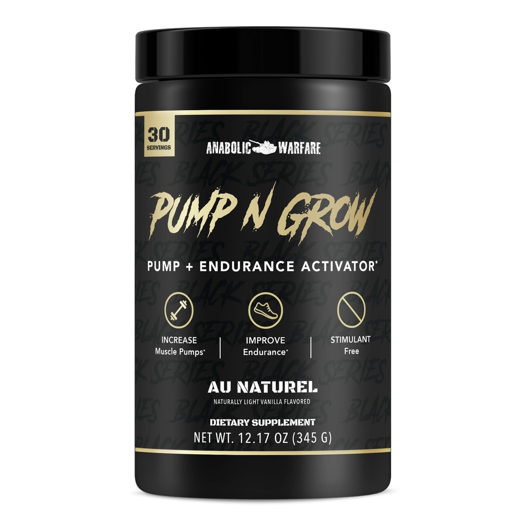 Anabolični Warfare Pump-N-Grow Muscle Pump Supplement Caffeine Free Pre Workout z L-Citrulin, L-Arginin, Beta-Alanin (Au Naturel – 30 Servingov)
