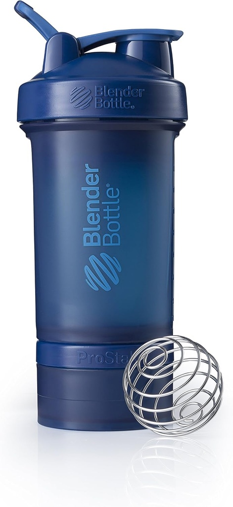 BlenderBottle Shaker steklenica z tablete Organizator in shranjevanje za Protein Powder ProStak sistem, 22-Ounce, mornarica