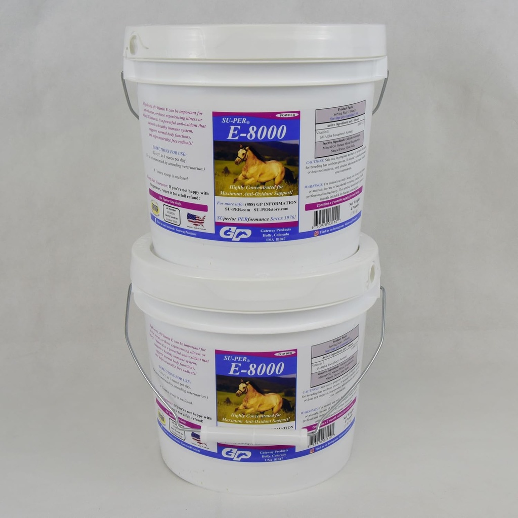 SU-PER E 8000 konjski antioksidant dodatek - koncentriran vitamin E dodatek za zmogljivost konje - 4 funti, (2 paket)