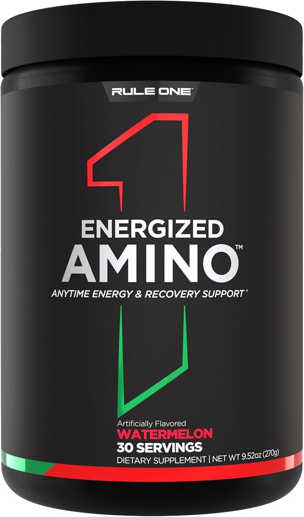 Pravilo 1 Energized Amino – Kadarkoli energija in okrevanje Podpora z BCAA, Glutamin, Citrulin, Beta Alanin, in kofein iz izvlečkov zelene kave in čaja (30 strežnice, lubenica)