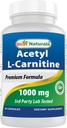 Best Natural Acetil L-karnitin 1000 mg Kapsula, 60 Število