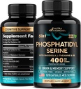 Fosfatidilserin 400 mg z L-teaninom, magnezijem in vitaminom B6, Rhodiola Rosea - Brain, Memory & Focus Support - Certified Non-GMO, Seveda izpeljan in biorazpoložljiv - Made in USA - 120 Сapsules