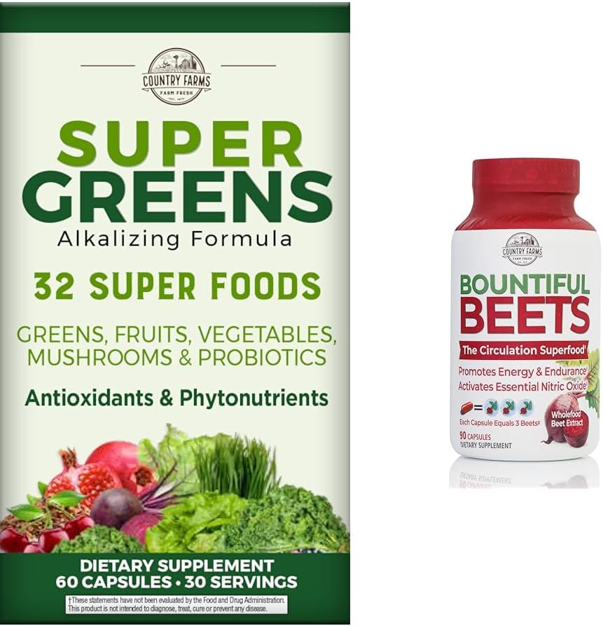 DRŽAVA FARMS Super Greens Sadni rastlinski probiotiki Antioksidanti Fitonutrients Pese Root Dutric Oxide Circulation Imunske podporne kapsule