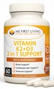 Me First Living Vitamin D3 K2 Dopolnilo zdravje kosti in srca ne-GMO Formula 125 MCG Vitamin D3 & 100 MCG Vitamin K2 MK-7 Enostaven za požiranje Vitamin D & K kompleks s kalcij