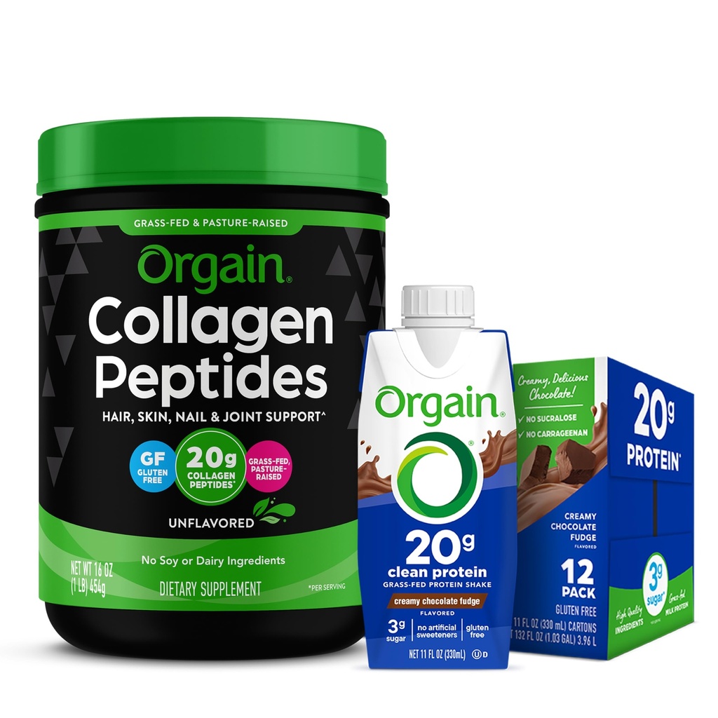 Orgain Grass Fed Hidrolizirano Kolagen Peptides Protein Powder - Paleo & Keto Prijazno, Aminokislinska dopolnila, Pašnica & Fied Čisti beljakovinski Shake, Kremna čokoladna krema - Prehranska zamenjava