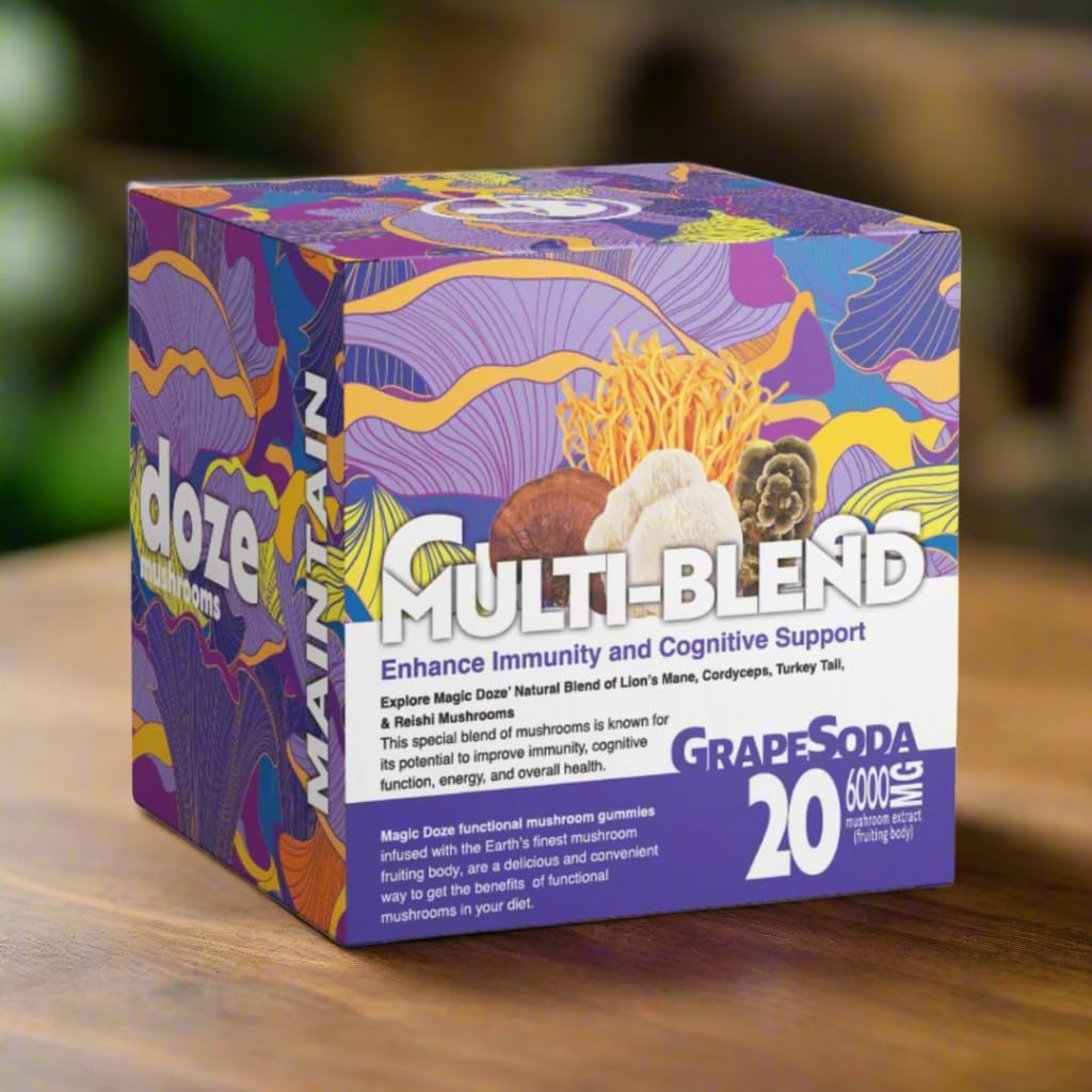 Magic DozeTM Ohranjanje: Več-bleščeče gobe Gummies, 6000mg Levja griva, Cordyceps, Reishi, in Turčija repa Sadje telo, 20 Vegan Gummies na steklenico
