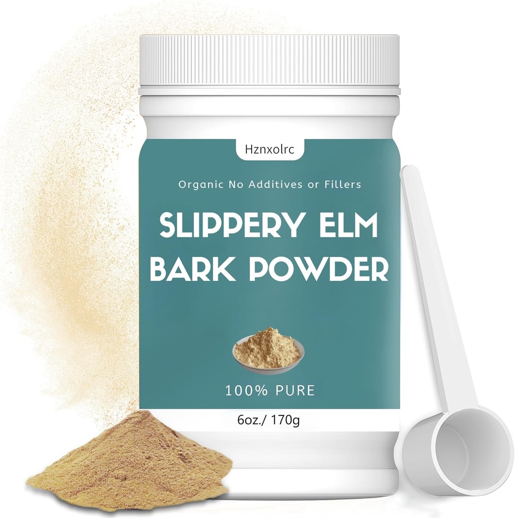 6 oz Organic Slippery Elm Powder, Organic Slippery Elm Bark Powder, 100% Pure & Natural, Food-Grade, Pomaga pomirja grlo in kašelj, Vegan, Pet prijazno