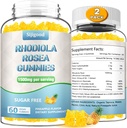 2 Pack Sugar-free Rhodiola Rosea Gummies, Adaptogene Rhodiola Rosea dodatek & Cortisol Bloker za izboljšano Stamina, Mood viÅ¡ina, in Motivation Boost, Non-GMO, Vegan, 120 Count