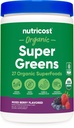 Nutricost Organic Super Greens Powder (30 strežnikov) Mešana jagodičja aroma - Superfood dodatek pijača Mix