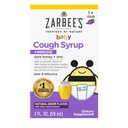 Zarbee's Baby Honey Cough Sirup + Imuna za dojenčke 12-24 mesecev, Safe & Efficient Cough Sirup s pomirjujočim temnim medom in cinkom za imuno podporo*, zdravila in alkohol brez, grozdje, 2 fl. Oz