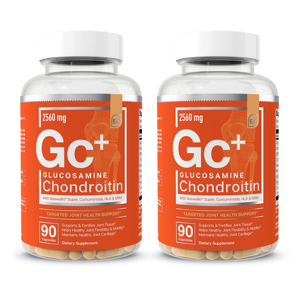 Esencialni elementi Glukozamin Chondroitin MSM Boswellia Serrata Hyaluronic Acid dodatek skupna podpora Antioksidant dodatek za prilagodljivost - 180 kapsul (2-Pack)