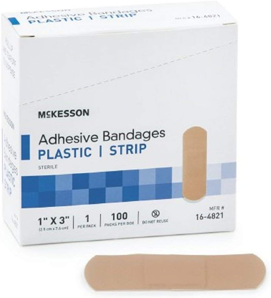 McKesson - lepilni trak McKesson 1 X 3 Inch Plastični pravokotnik Tan Sterile - 100/Box - McK