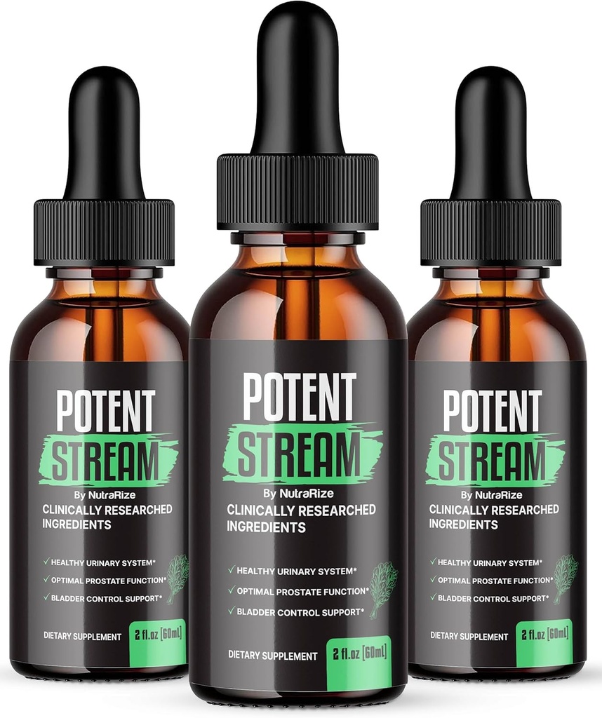 NutraRize (Pack 3 Potent Stream kapljice, Napredna prostate dodatek - naravna podpora za prostate zdravje, Največja moč, Mnenja (90 Servings)