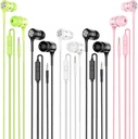 Žična ušesa z mikrofonom 5 Pack, in-Ear slušalke s težko bas, visoke zvok kakovosti slušalke Združljiv z iPad, Prenosnik, MP3, Android Pametni telefoni, Fits Vse 3,5mm Jack naprave