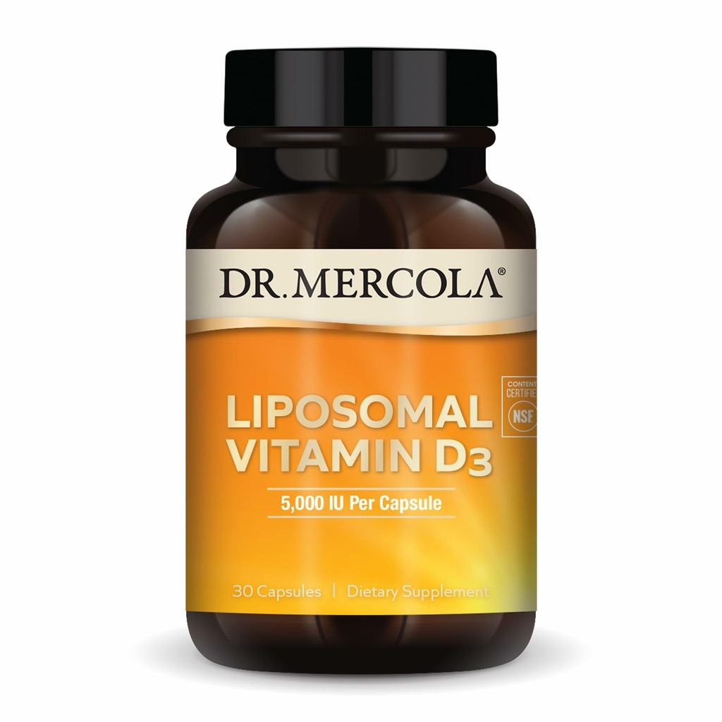 Dr. Mercola Liposomal Vitamin D3 - podpira zdravje srca, kosti in imunskega sistema - 5000 i.e. na serviranje - brez GMO, brez soje in glutena - 30 kapsul (30 kapsul)